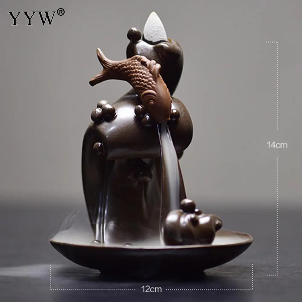 

Fish Incense Cone Sticks Holder Censer Backflow Incense Burner Waterfall Oud Incenso Lotus Base Seat Home Decor Fragrance Stand