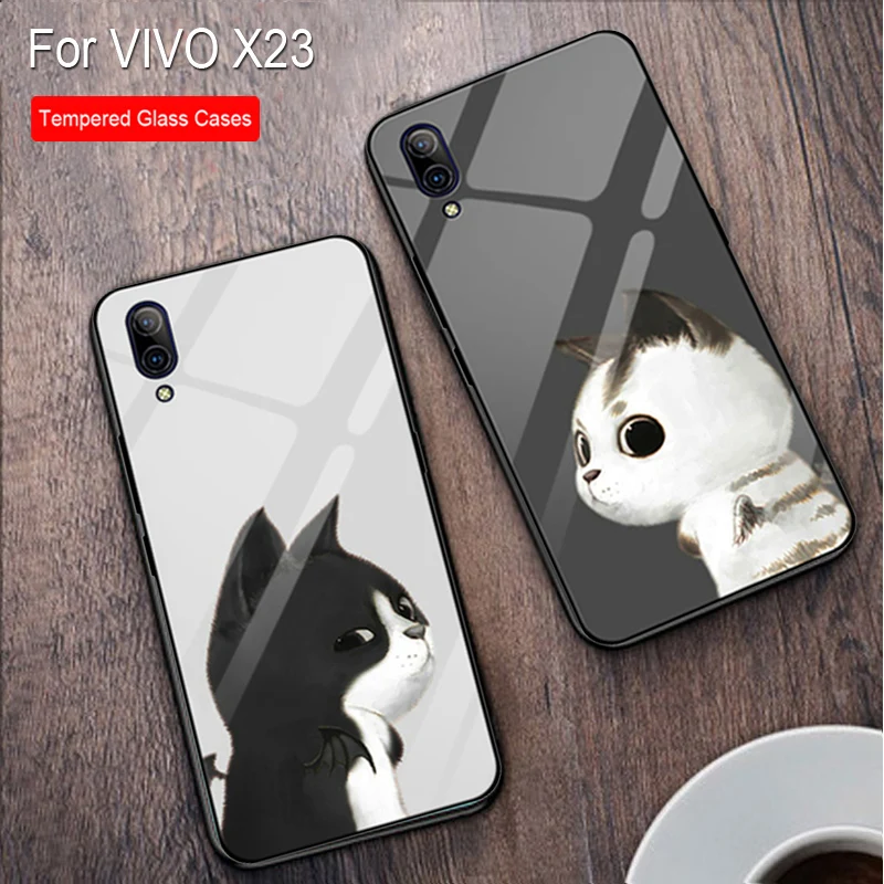 

Чехол из закаленного стекла черного цвета для VIVO X23 x23, силиконовая Мягкая задняя крышка для VIVO X 23, чехол с мультяшным рисунком s VIVOX23, чехол