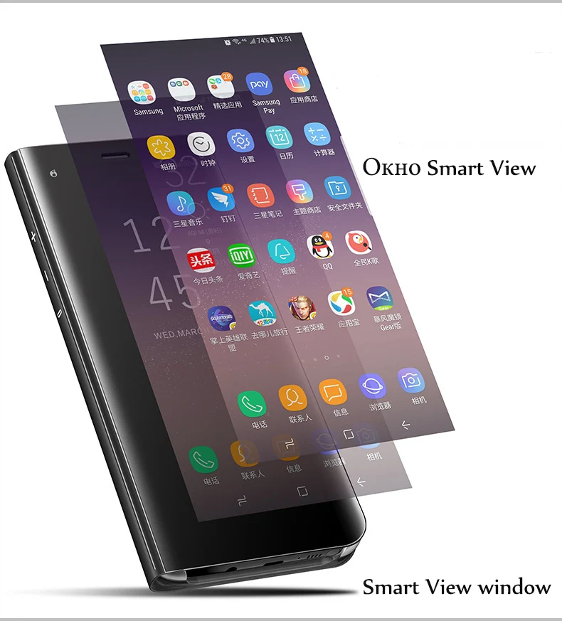 Note8 прозрачный зеркальный флип-чехол для Samsung Galaxy S9 Note 8 S8 Plus роскошный чехол из