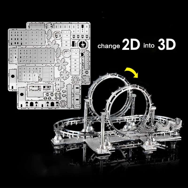 Roller Coaster 3D металлический каркас сборки имитационная модель взрослых развивающая