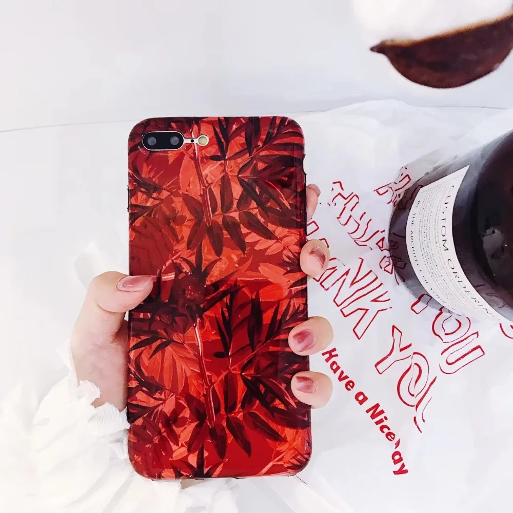 Couqe для iPhone 7 Чехол Мода IMD Красный цветочные картины Телефонные чехлы iphone x 8 плюс