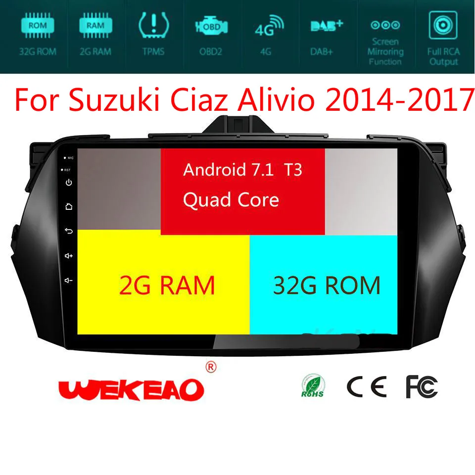 Wekeao автомобиля радио gps навигация плеер для Suzuki Ciaz Alivio стерео 2014 2017 с мультимедиа