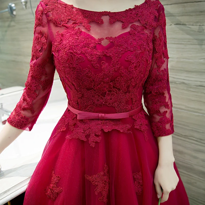 Красота Emily винно красное кружевное платье с цветочным рисунком короткими