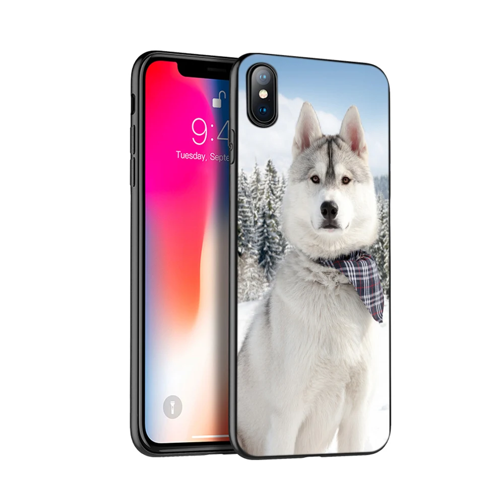 Черный чехол из ТПУ для iphone 5 6 6s 7 8 plus x 10 силиконовый XR XS 11 pro MAX с собачкой