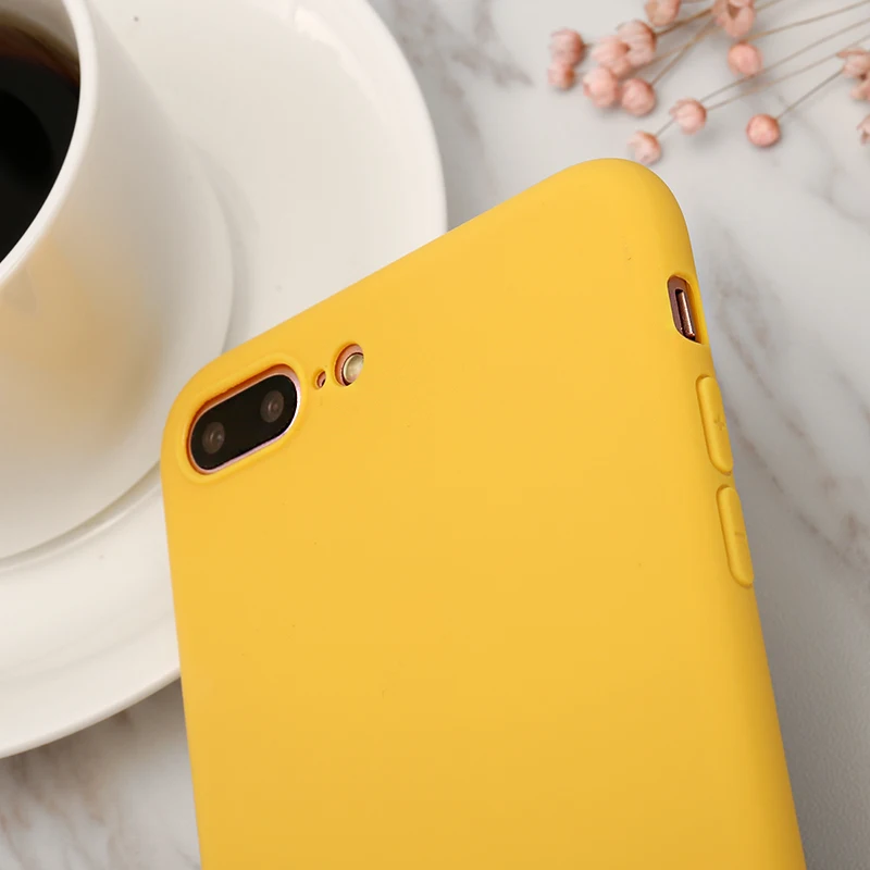 Simple Yellow Case For iPhone X XR XS Max 5 5S SE 6 6S 7 8 Plus 11 Pro 2019 Soft TPU Silicone Ultra-thin Back Cover |