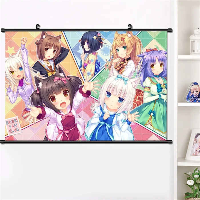 E Аниме NEKOPARA Chocolat ванильный Azuki кокосовый настенный Свиток Плакат манга настенные подвесные плакаты модное украшение дома 40*60 см - Цвет: E