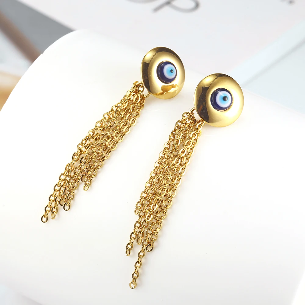 Женские серьги-гвоздики OUFEI Evil Eyes серьги из нержавеющей стали с кисточками модные