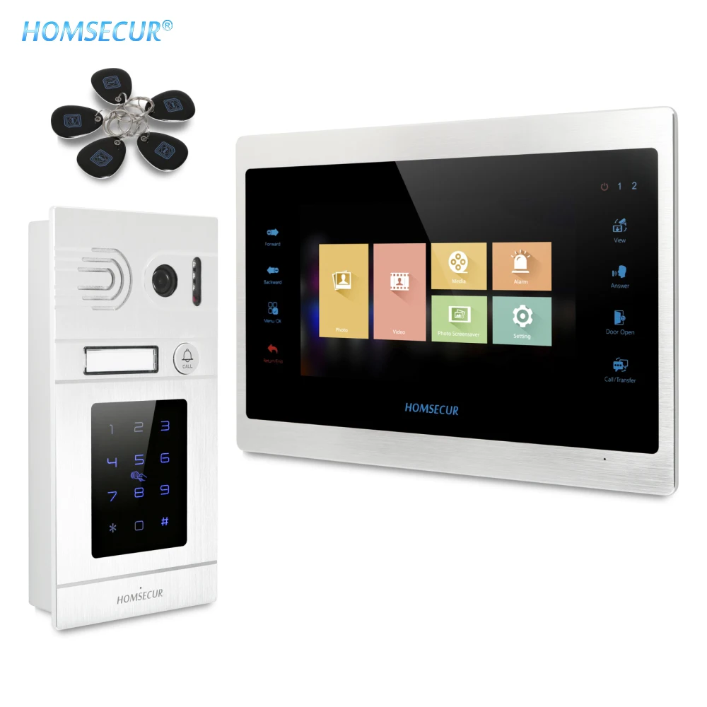 HOMSECUR 7 &quotпроводной видеодомофон с Интерком охранника 1.3MP паролем/карточная