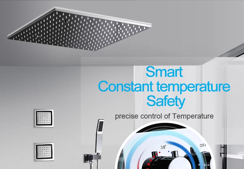 Большая 20-дюймовая потолочная светодиодная насадка для душа Spa 5 Function Shower 3 Настенный спрей
