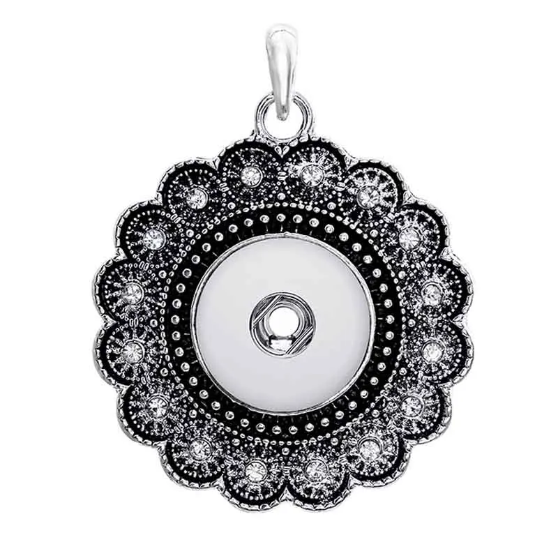 

Hot Sale Rhinestone 136 Round 18mm Snap Button Necklace Pendant Necklace For Women Charm Interchangeable jewelry gift