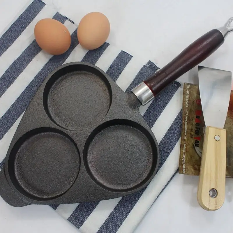 

High quality cast iron fried eggs pot three hole pan thickening frying pan no coating fried egg steak