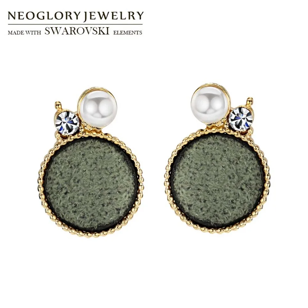 Neoglory круглые серьги-гвоздики из искусственного жемчуга Чешской стразы и фланели