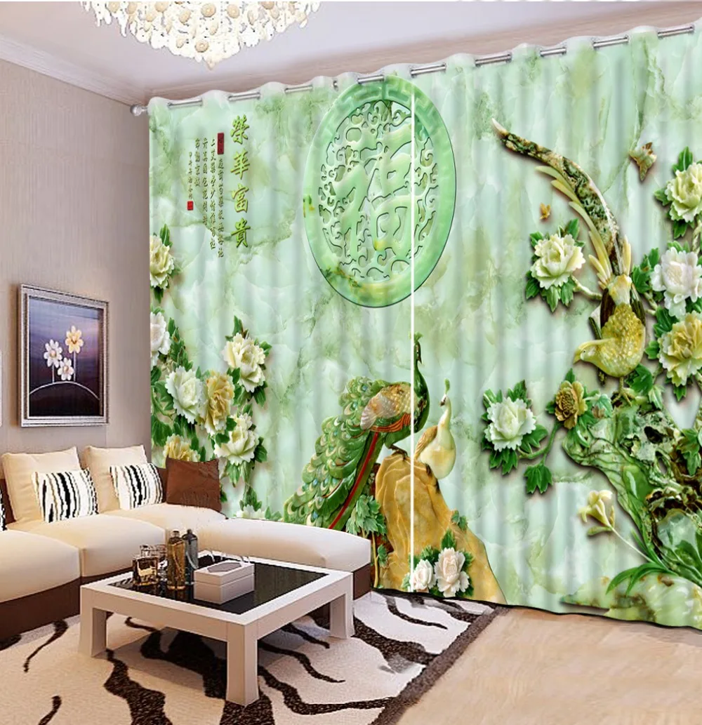 

3D Blackout Window Curtain For Living room Bed room Hotel Wall Peacock flowers Blackout 3D Window Curtains