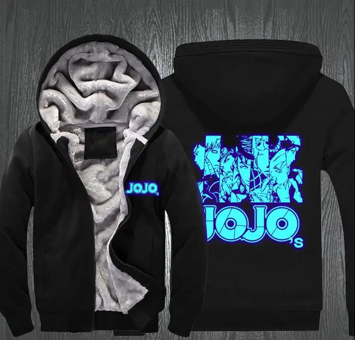 Аниме JOJO'S необычная приключенческая толстовка с логотипом JOJO, Мужская зимняя повседневная толстовка на молнии из плотного флиса, S-3XL США - Цвет: style1