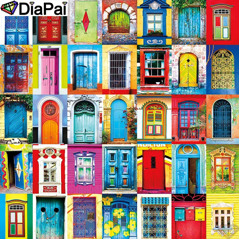 

DiaPai Diamond Painting 5D DIY 100% Full Square/Round Drill "Color door scenery" Diamond Embroidery Cross Stitch 3D Decor A18556