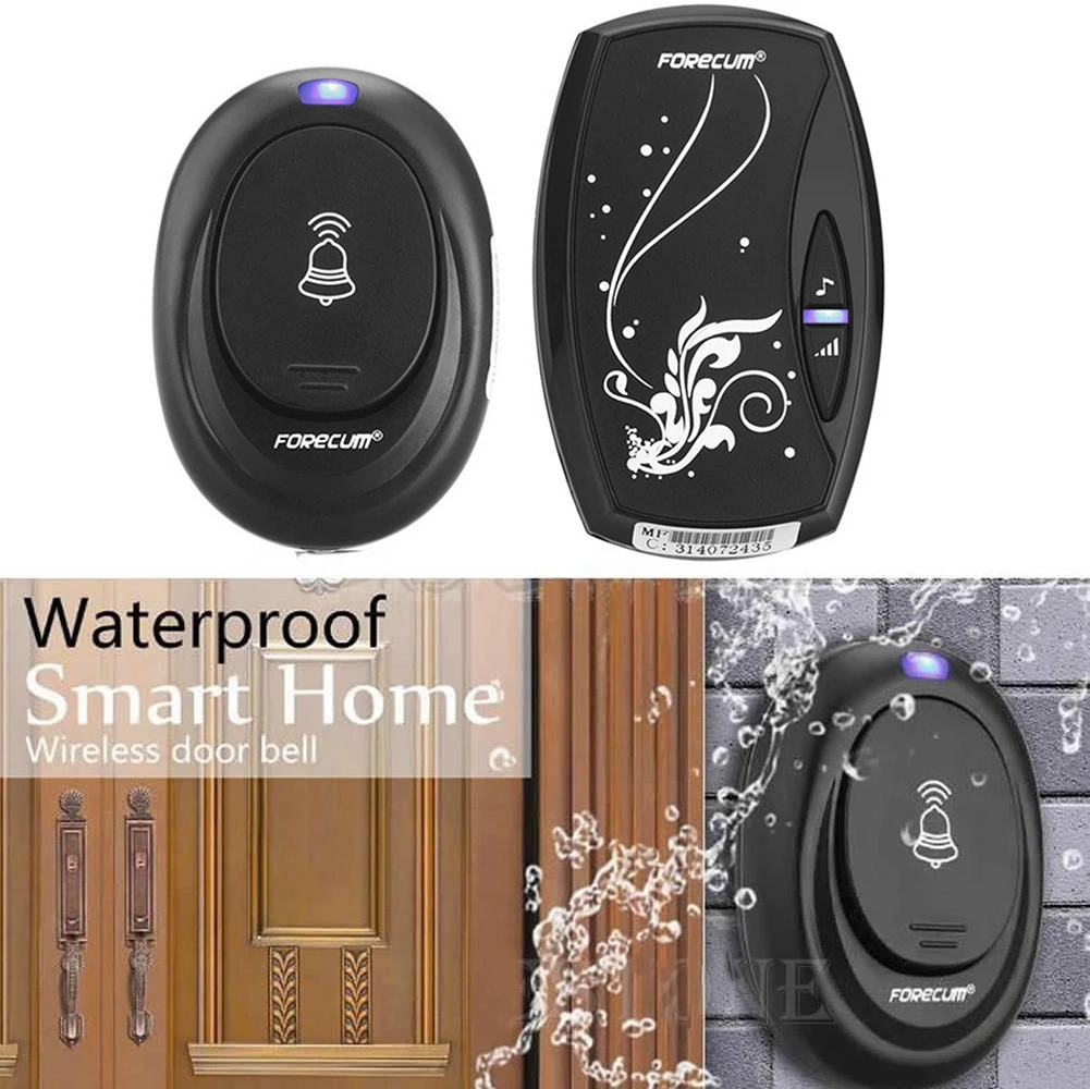 EU/US Plug Waterproof Door Bell with 36 Chimes EU Single Receiver Plug-in Type Wireless Doorbell less Smart Bells | Обустройство дома