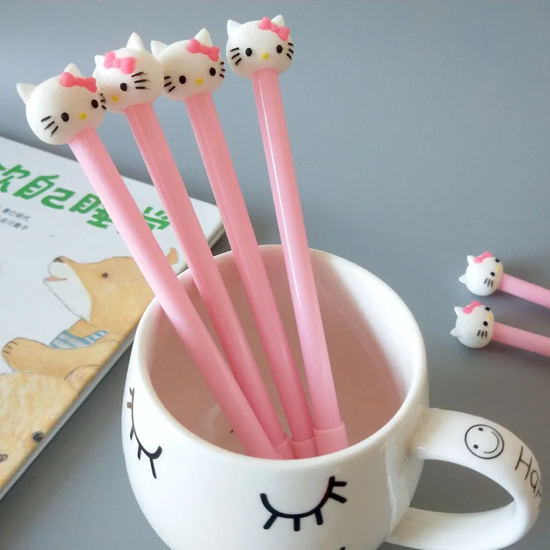 Милый рисунок Hello Kitty гелевая ручка с фигуркой котенка черный нейтральная Kawaii