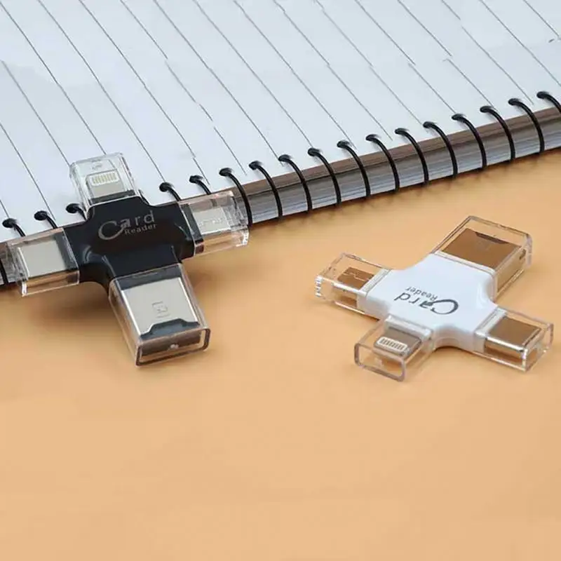 4 в 1 устройство для считывания телефонных карт с интерфейсом USB/Micro USB/type-C/lightning для Micro SD карты, соединяющейся со смартфоном