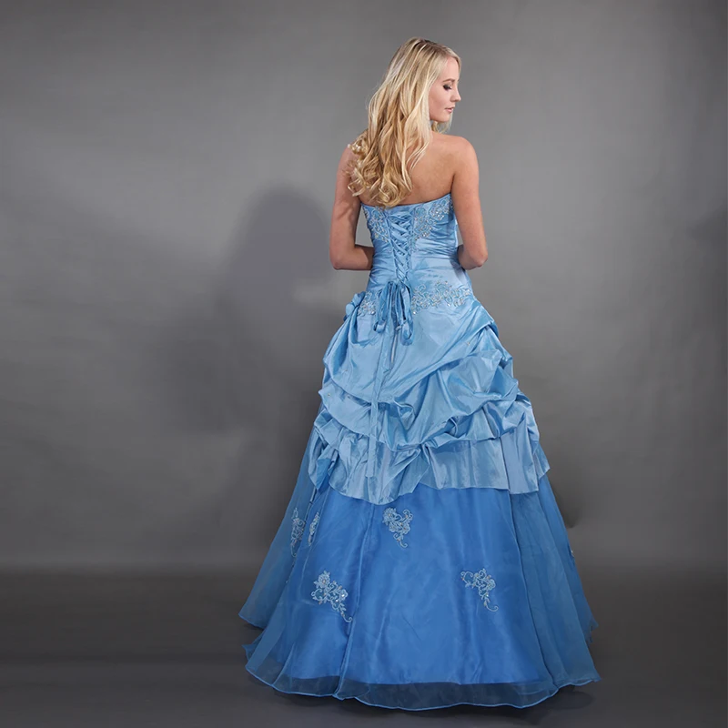 Светло-голубой Vestidos De Debutantes 15 Anos Quinceanera платья без бретелек с рюшами юбка пушистые