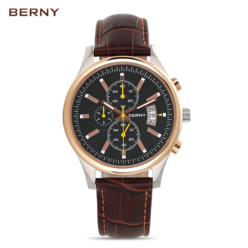

Berny Men Watch Quartz Fashion Top Luxury Brand Relogio Saat Montre Horloge Masculino Erkek Hombre JAPAN MOVEMENT 2836M