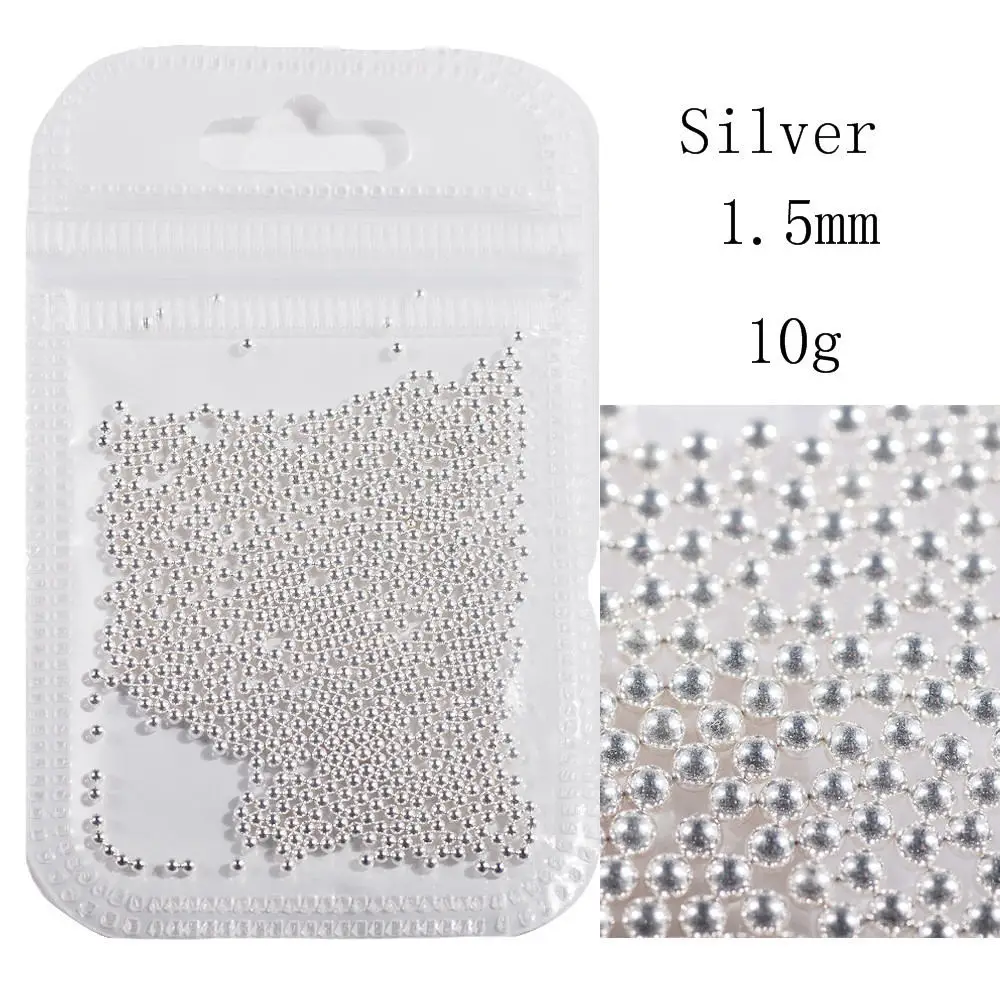 1.5mm silver Украшения для нейл-арта 0,6-2,0 мм мини-икра из нержавеющей стали 10 г Стальные Бусины 3D микро шариковые художественные талисманы для ногтей инструмент для маникюра - Цвет: 1.5mm silver