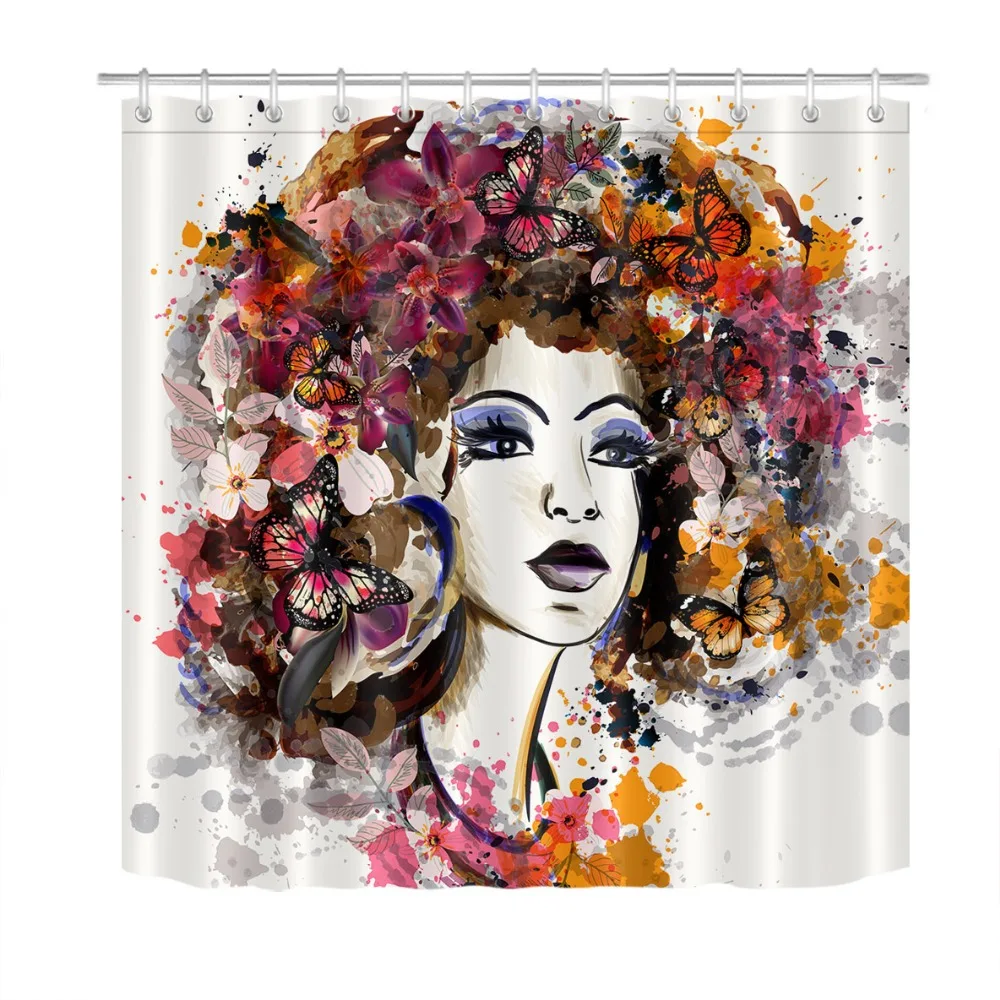 LB девушка и бабочки с орхидеями белые занавески для душа набор ванная комната