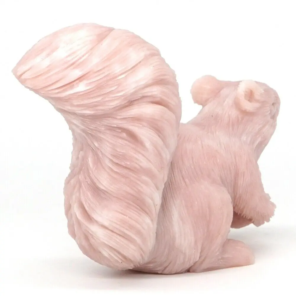 

Squirrel Figurine Natural Gemstone Pink Opal Crystal Healing Reiki Decor 4.17"