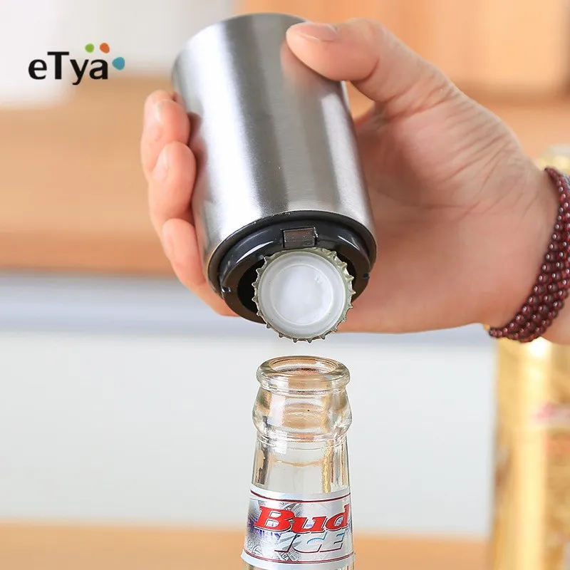 ETya 1 шт. открывалка для бутылок из нержавеющей стали Портативный магнитный автоматический толкатель винные открывалки для пива практичные кухонные аксессуары