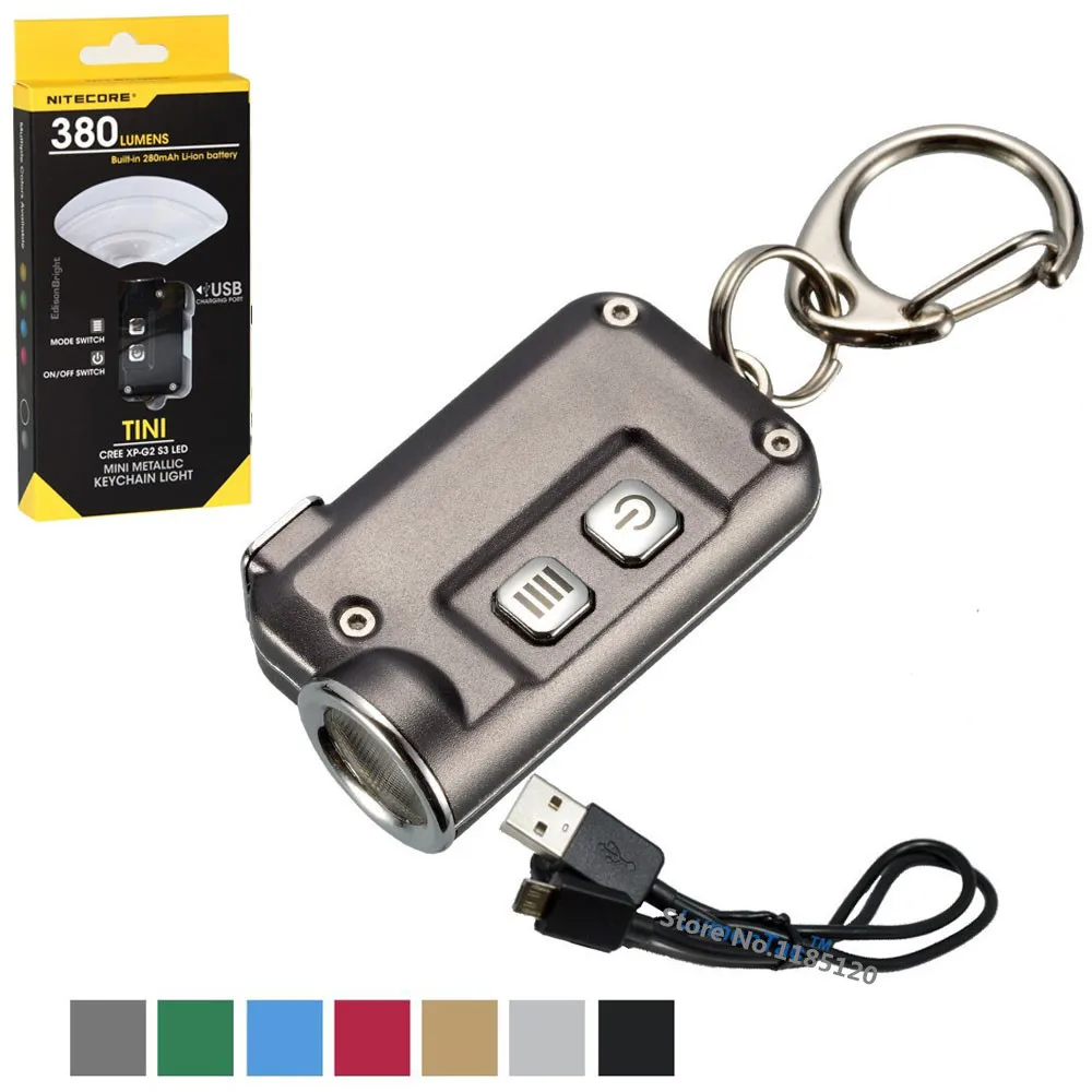 NITECORE TINI USB Перезаряжаемый мини фонарик CREE XP G2 S3 max 360 люмен маленький брелок