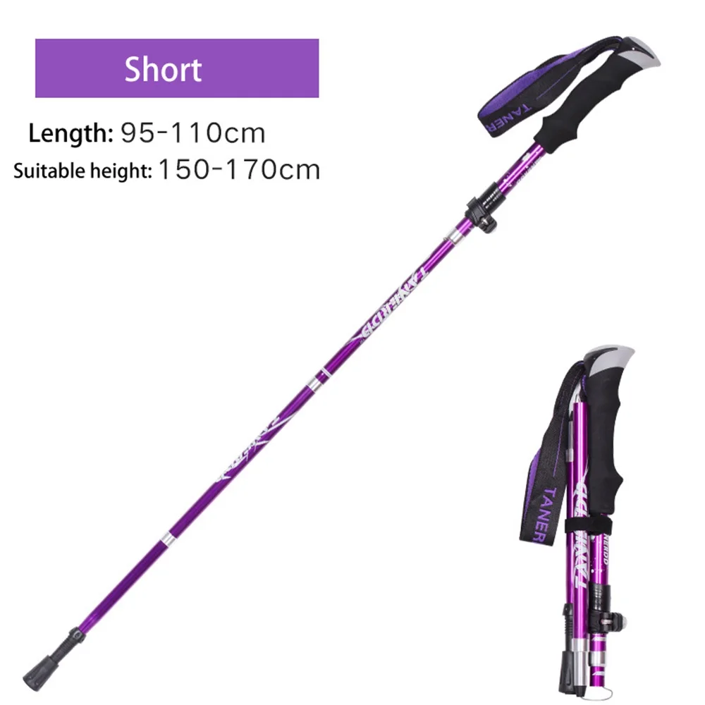 Purple 95-110CM EVA ручка 4-секционный Регулируемый трости для походы полюсов, треккинг полюса альпеншток для наружного Костыли 1 шт.-палки для скандинавской ходьбы трекинговые палки трость SES0046 - Цвет: Purple 95-110CM