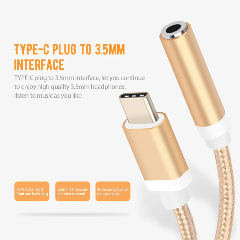 Аудиокабель из сплава 3 5 мм для адаптера usb type c jack адаптер наушников с разъемом