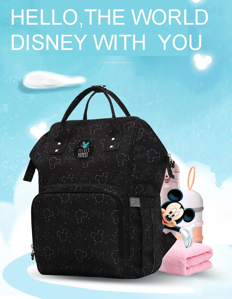 Disney Mummy сумка для подгузников для беременных, дорожный рюкзак, Большая вместительная Детская сумка, сумка для детских подгузников, сумка для ухода за ребенком, изоляционные сумки