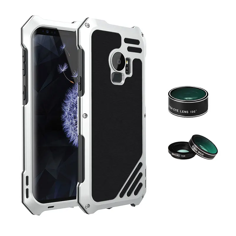 Ascromy для Galaxy S9 объектив Комплект Fisheye широкий угол макросъемки противоударный Алюминий крышка для Samsung S8 Plus S7 edge аксессуары - Цвет: Серебристый