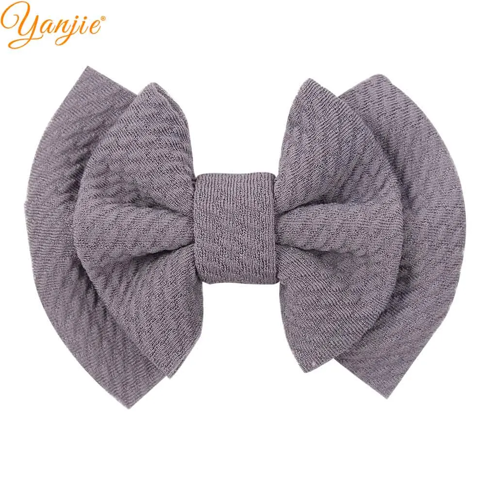 gray 10 шт./лот 3,5 ''двухслойный вафельный бант для волос для девочек, детская повязка на голову, шикарные заколки для волос, горячая Распродажа, аксессуары для волос DIY - Цвет: gray