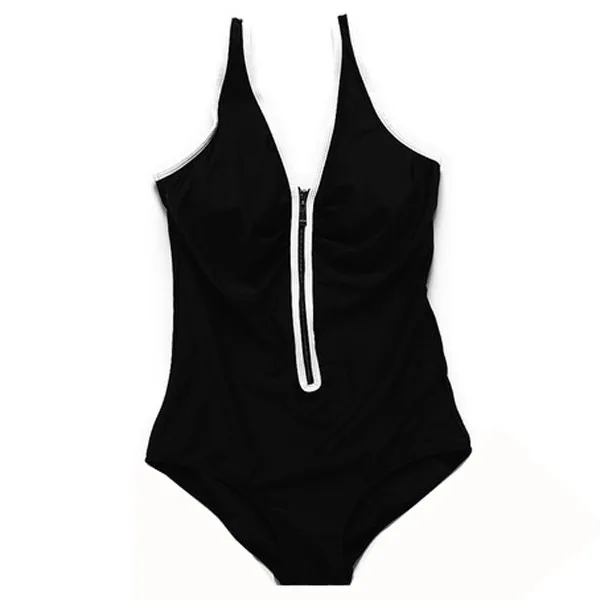 Новинка 2017 сексуальный женский купальник пуш-ап Цельный на молнии черный пляжный