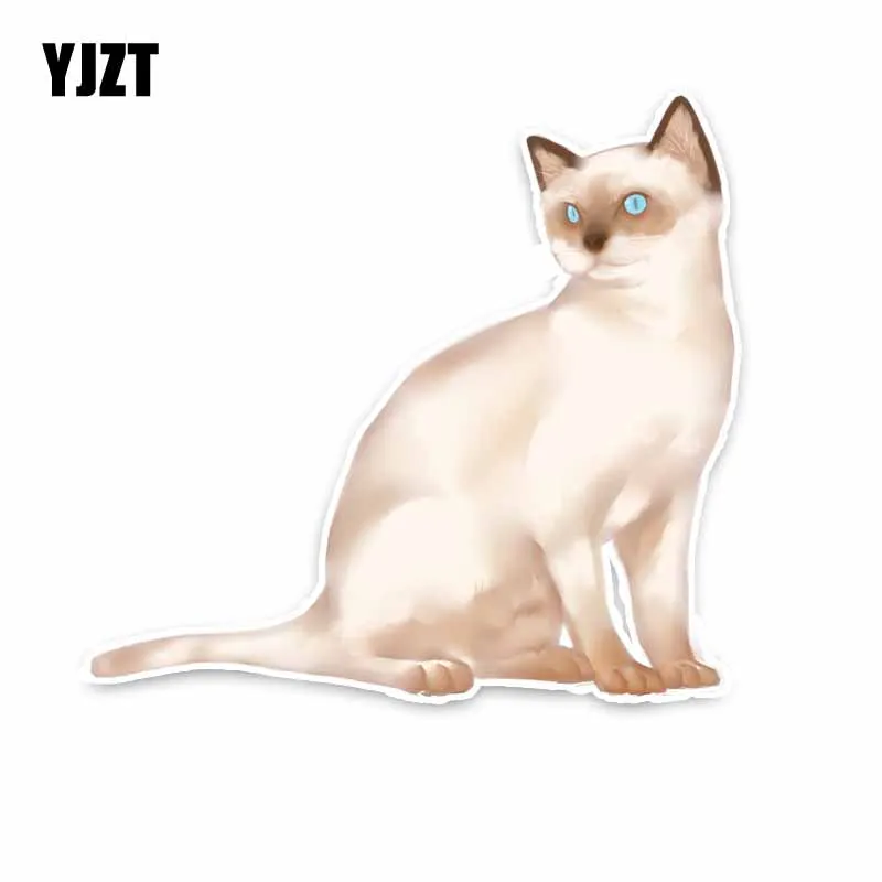 

YJZT 13.5CM*12.5CM Cute White Blue Eyes Cat Decal Decoration Graphical PVC Car Sticker 5-1164