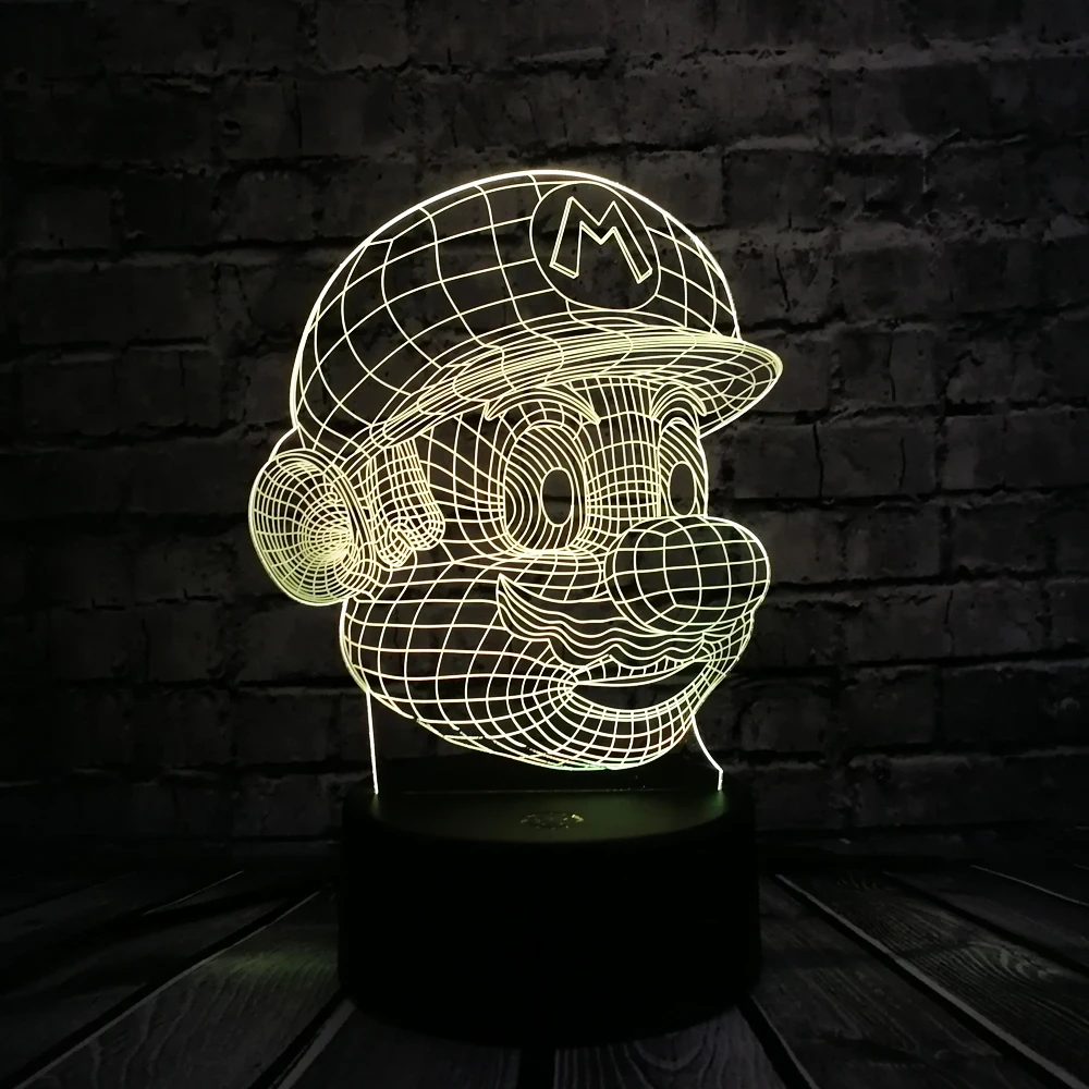 Классический мультфильм игра фигурка Супер Марио 3D светодиодный USB лампа Акриловая Новинка рождественское освещение подарок RGB сенсорный пульт дистанционного управления игрушки