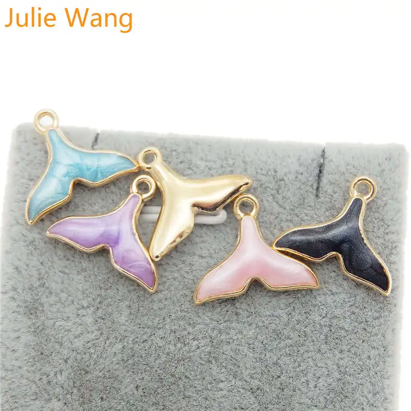 10 шт. эмалированные Подвески Julie Wang для браслета Русалочка Кит рыбий хвост