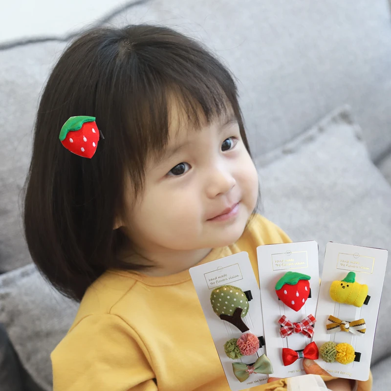 

3pcs Cartoon Hair Accessories For Baby Girls Cute Lovely Headwear Fruit Hairpins Infants Hair Clip Children Kids Barrettes
