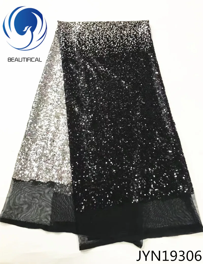 BUAETIFICAL White &amp black Sequins mesh lace fabric Popular african french net nigerian tulle women fabricJYN193 | Дом и сад