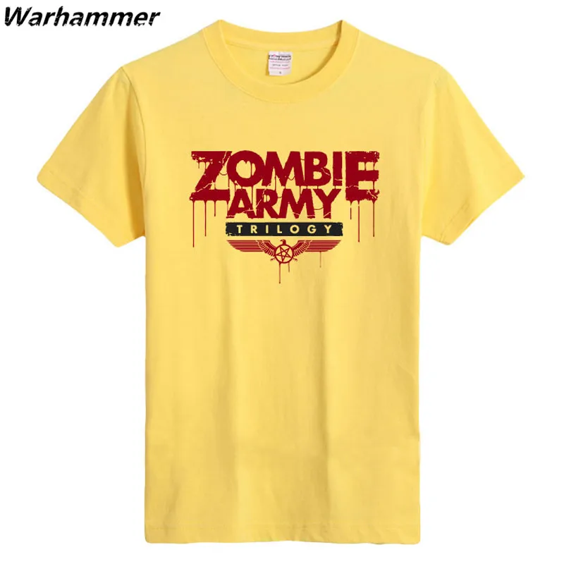 Летняя Модная стильная футболка Warhammer Мужская из флока с принтом зомби армейская