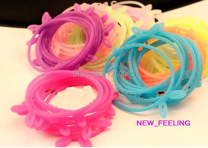 Флуоресцентный Эластичный Силиконовый Браслет смешанных цветов с милыми