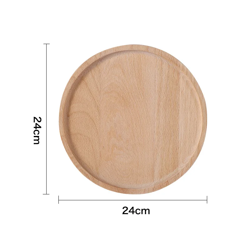 24 CM Японский Elm круглый поднос из цельного дерева закуска сушеные фрукты закуска тарелка используется для креативной Западной кофе Десерт суши ужин тарелки - Цвет: 24 CM