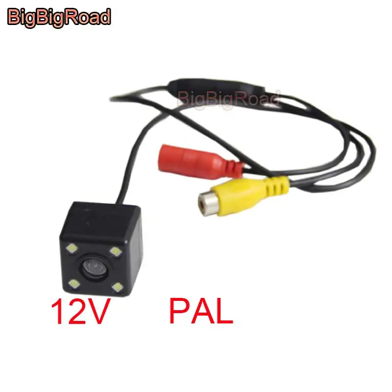 12 PAL With Led BigBigRoad 6 В/12 В HD CCD обратный резервный вид заднего вида парковочная камера без держателя и видео провод питания ночное видение PAL/NTSC - Название цвета: 12 PAL With Led