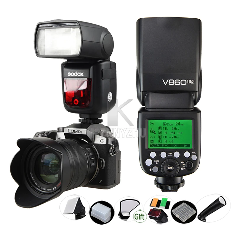 GODOX V860IIO 2000 мА/ч, литий-ионный аккумулятор Батарея 2,4G HSS Беспроводной ttl фотовспышка "Speedlite" для цифровой камеры Olympus E-M10II E-M5II E-M1 E-PL8 Panasonic