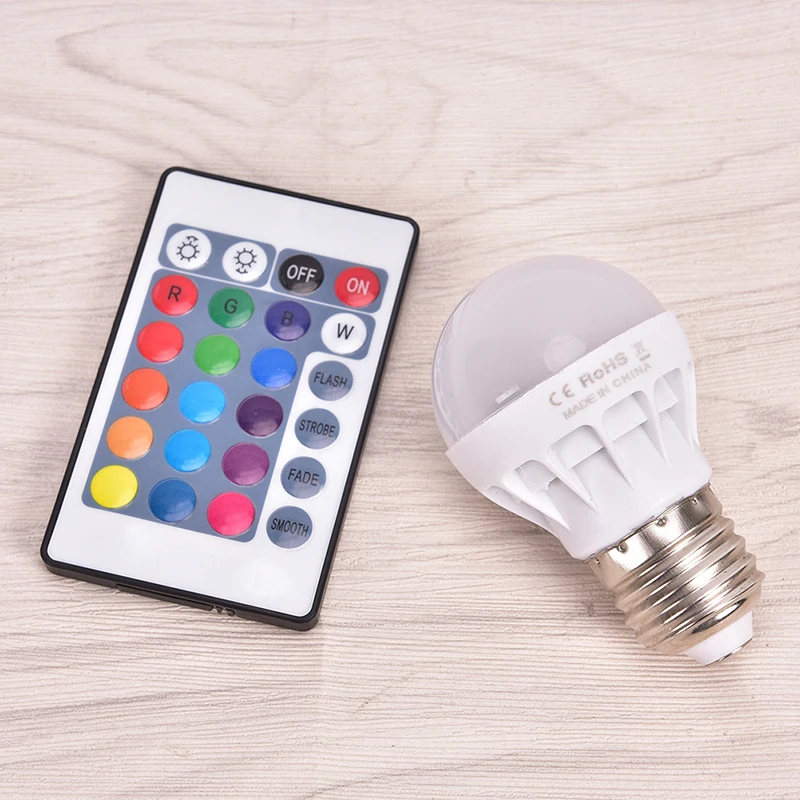E27 RGB 3 Вт Светодиодная лампа Bulb16 изменяемая Цветовая светодиодный прожектор + 24