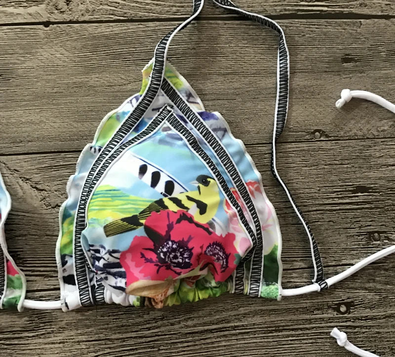 Лидер продаж комплекты бикини с цветочным и птичьим принтом соблазнительный