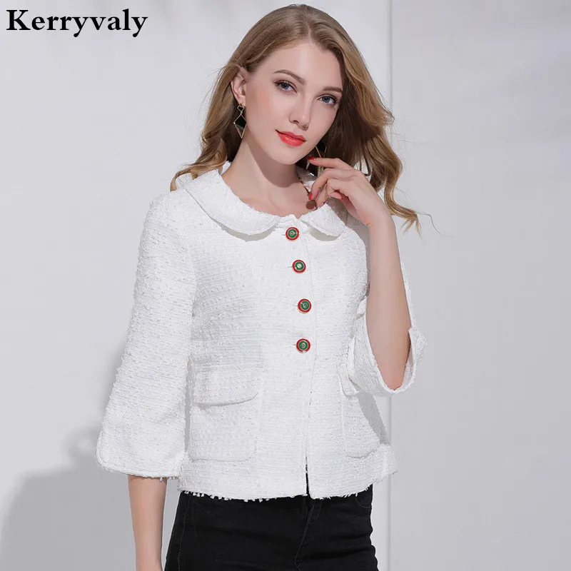 

Autumn Gothic Tweed White Short Jacket Casacas Para Mujer Invierno 2021 Fall Jaket Women Oversize Abrigo De Lana Mujer D1119