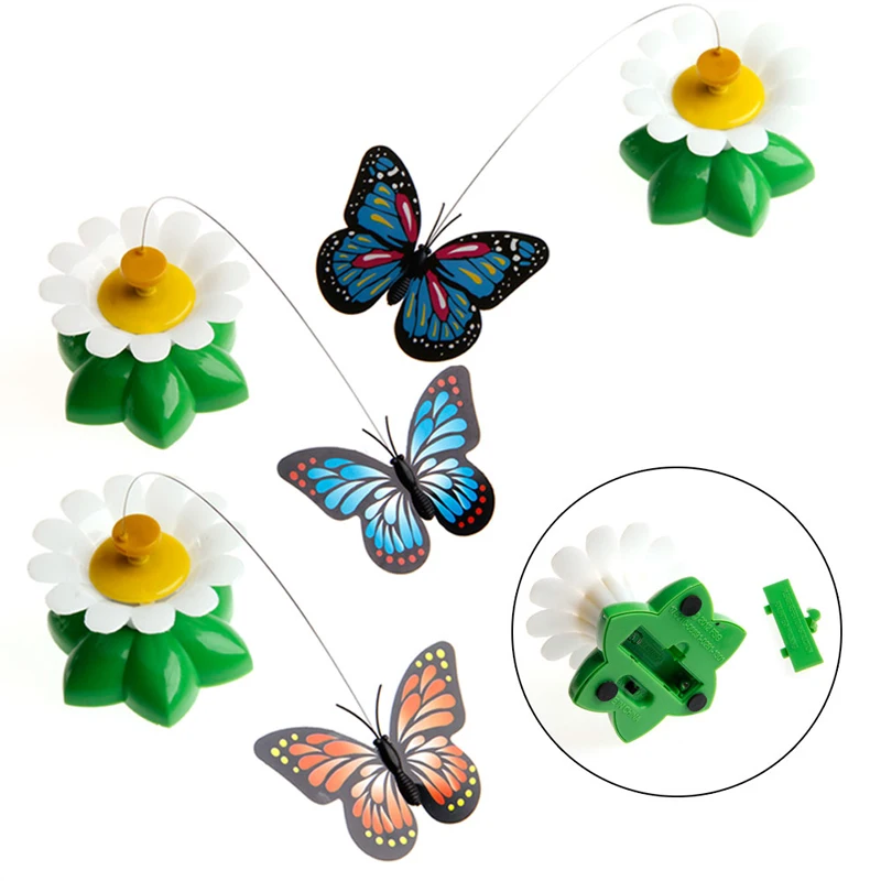 1 шт. электрическая вращающаяся бабочка удочка для кошки забавные игрушки кошек