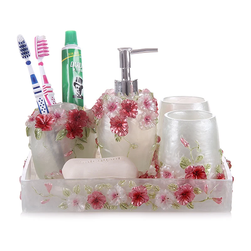 

Bathroom five sets of simple bathroom toilet sets European Style Bathroom Set Wedding resin bathroom supplies